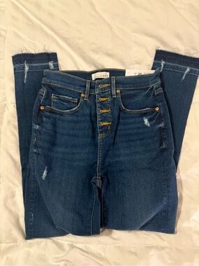 LOFT Women's Skinny Jeans in Dark Blue Button-Fly